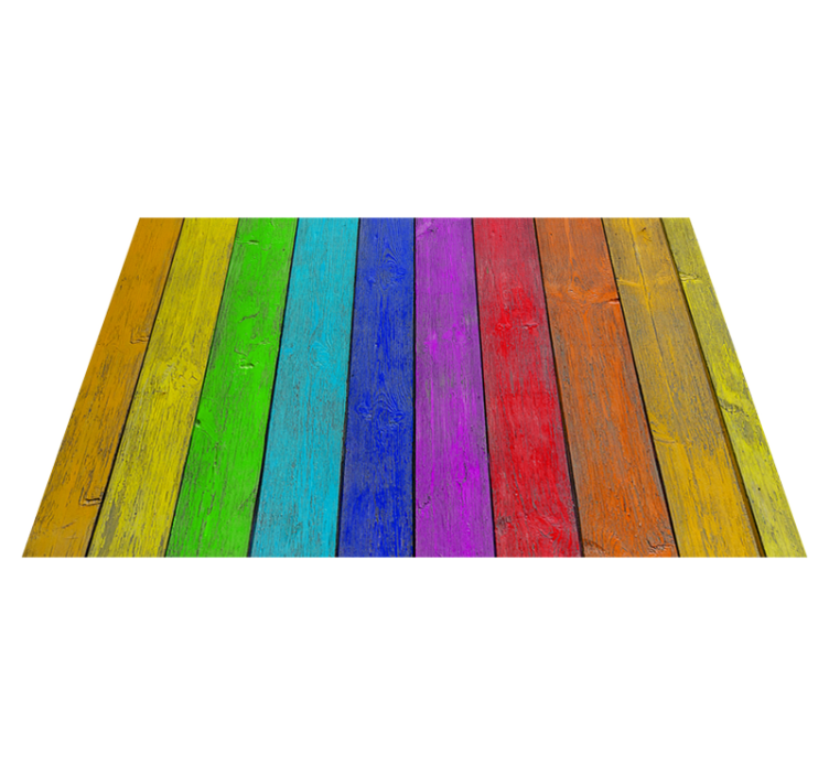 Tapis vinyle arc-en-ciel - rayures bois - TenStickers