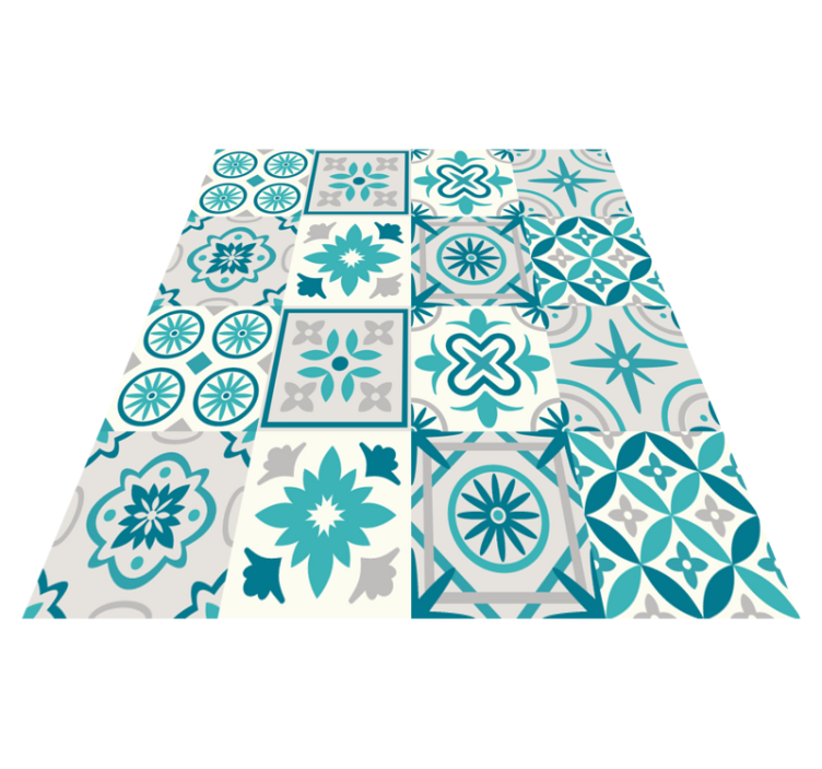 Tapis vinyle carreaux de ciment turquoise - TenStickers