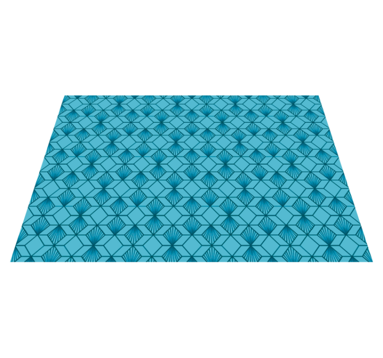 Tapis vinyle bleu cube géométrique - TenStickers