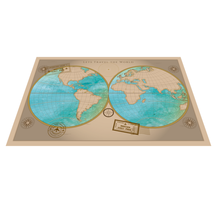 Tapis vinyle carte du monde décor mural - TenStickers