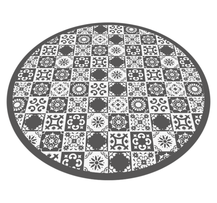 Tapis vinyle carreaux de ciment rond gris et blanc - TenStickers