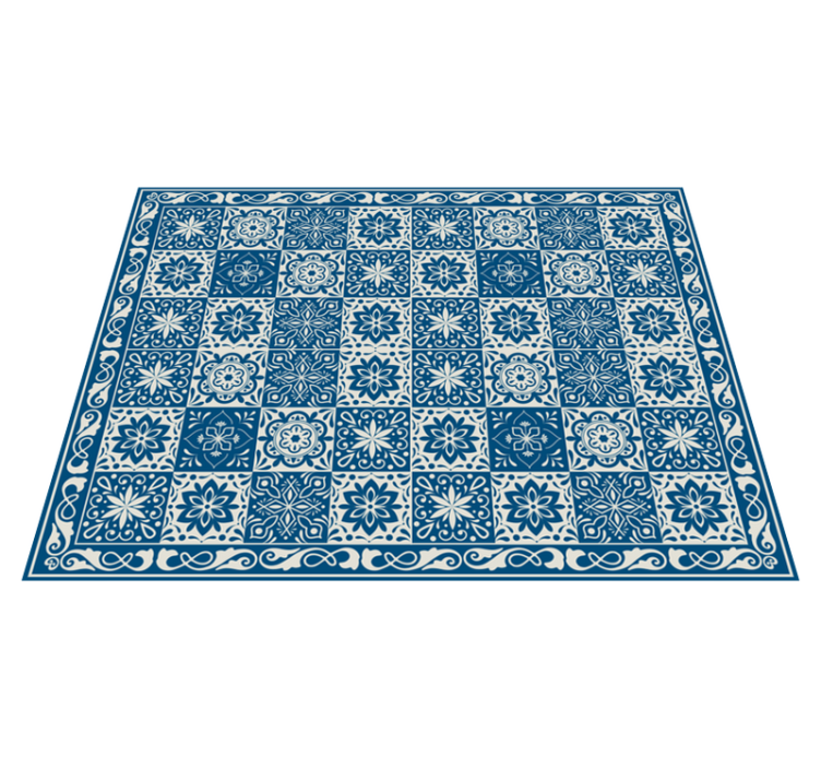 Tapis en vinyle à carreaux bleus - TenStickers