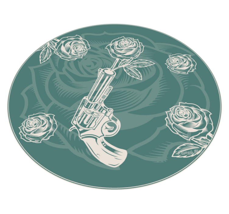 Tapis vinyle plantes revolver fleuri - TenStickers