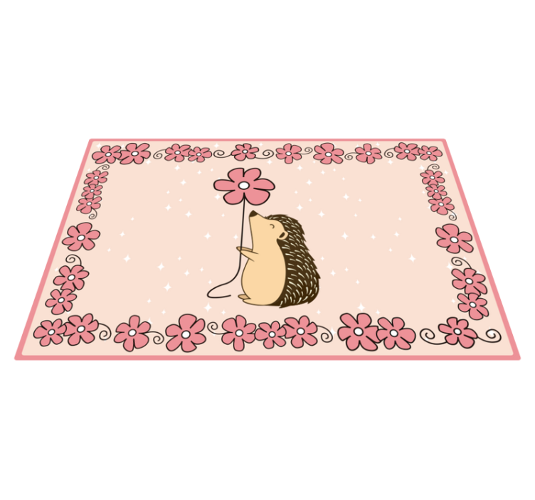 Tapis vinyle Hérisson et fleurs - TenStickers