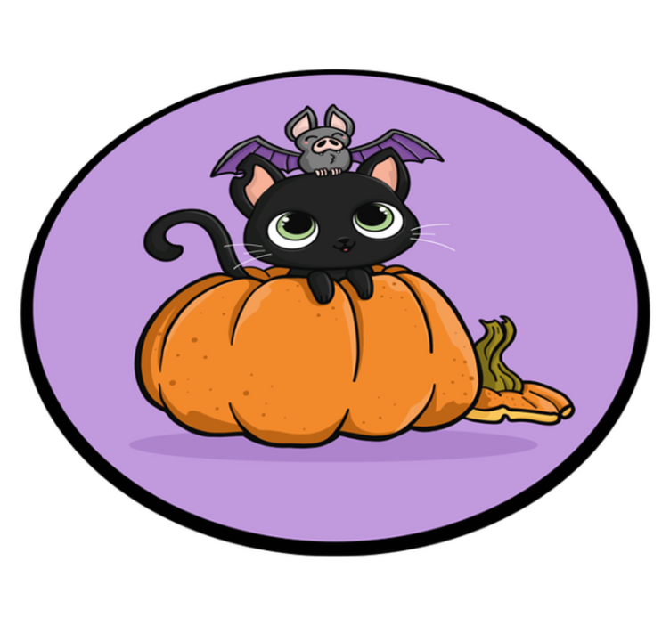 Tapis vinyle pour halloween chat chauve-souris d'halloween - TenStickers