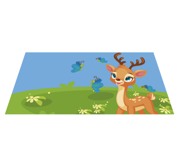 tapis vinyle animal Cerf de dessin animé mignon - TenStickers