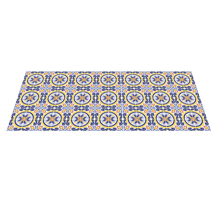 Tapis vinyle carreaux de ciment motif méditerranéen complexe - TenStickers