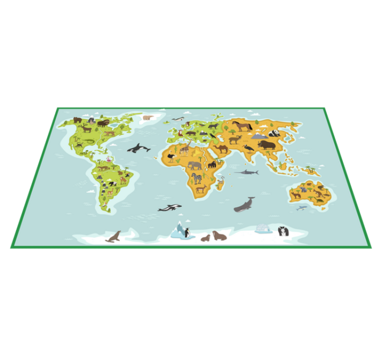 Tapis vinyle carte du monde exploration cartographique - TenStickers