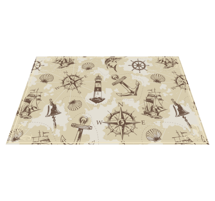 Tapis vinyle vintage motifs d'exploration nautique - TenStickers