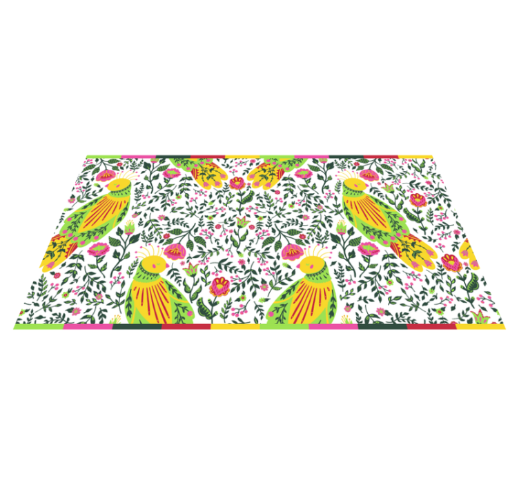 Tapis vinyle plantes motif floral de perroquet - TenStickers