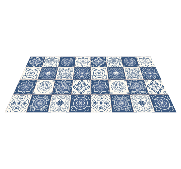 tapis vinyle moderne Impression de carreaux bleus - TenStickers