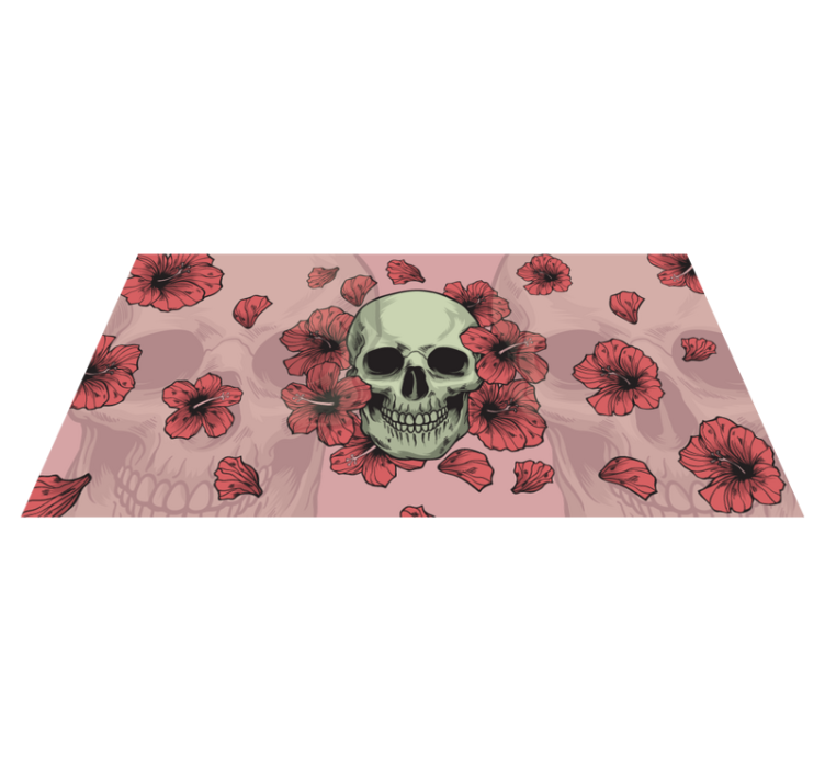 Tapis vinyle pour halloween superposition florale de crâne - TenStickers