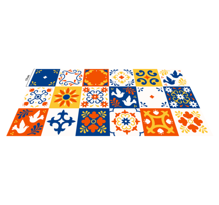 Tapis vinyle cuisine motif de carreaux colorés - TenStickers