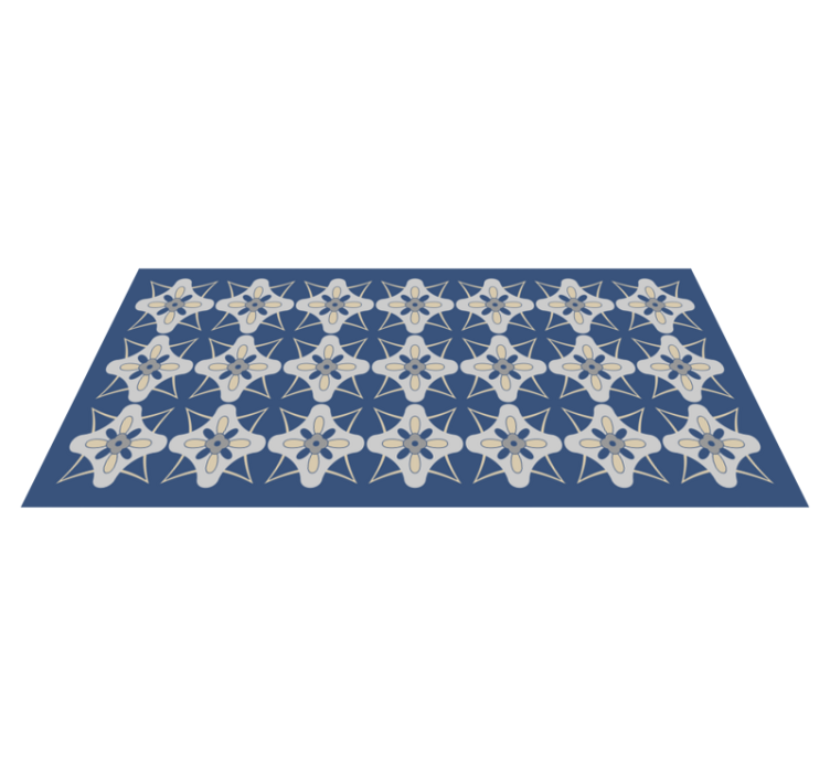 Tapis vinyle carreaux de ciment composition florale - TenStickers