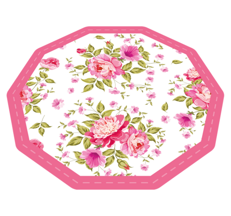 Tapis vinyle plantes octogone floral - TenStickers
