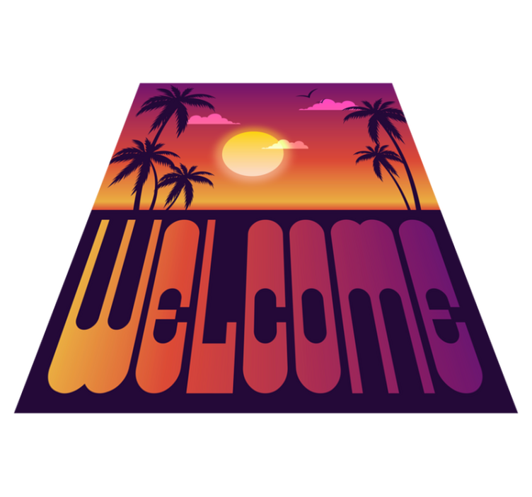 Tapis vinyle citation coucher de soleil tropical bienvenue - TenStickers