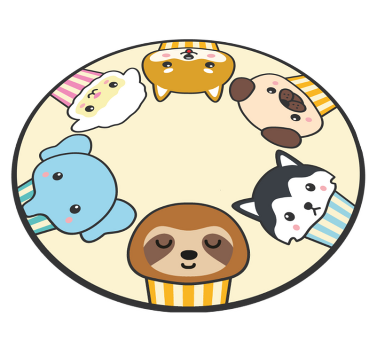 Tapis vinyle pour enfants visages d'animaux cartoon - TenStickers