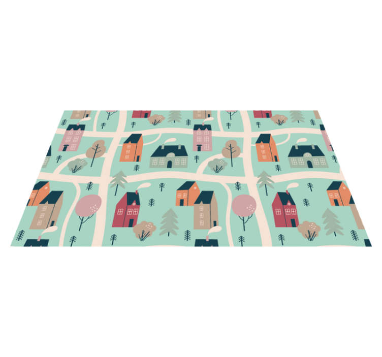 Tapis vinyle pour enfants les enfants jouent au village - TenStickers