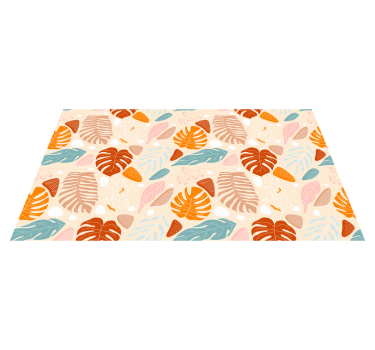 Tapis vinyle plantes motifs de feuilles tropicales beiges - TenStickers