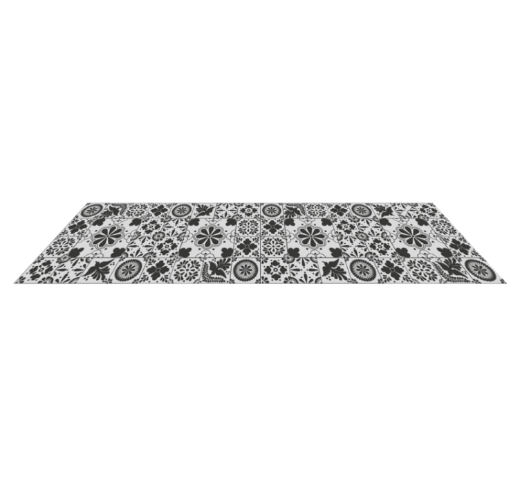 Tapis vinyle cuisine carreaux de ciment noir et crème - TenStickers