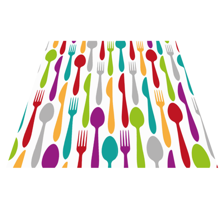 Tapis vinyle cuisine modèle de couverts colorés - TenStickers