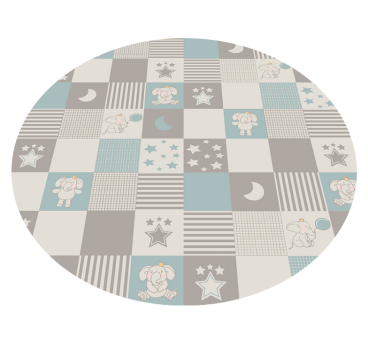 Tapis vinyle patchwork nordique avec éléphants - TenStickers