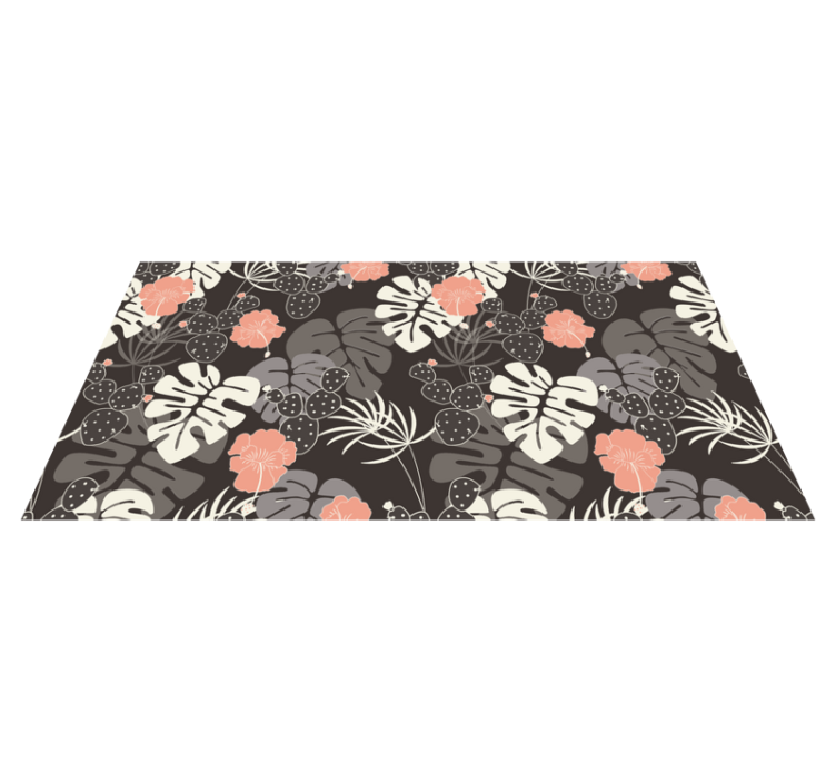 Tapis vinyle plantes design noir tropical - TenStickers
