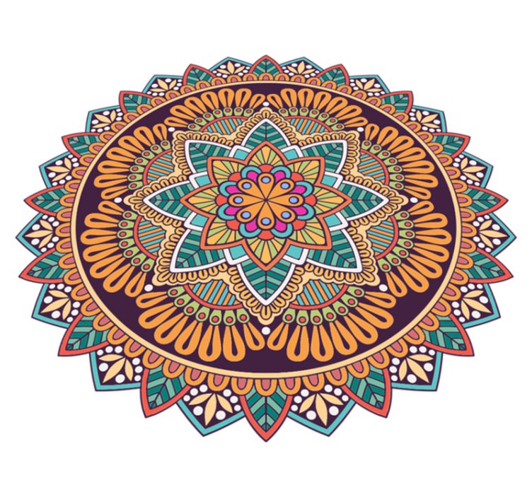 Tapis vinyle mandala Fleur de mandala coloré - TenStickers