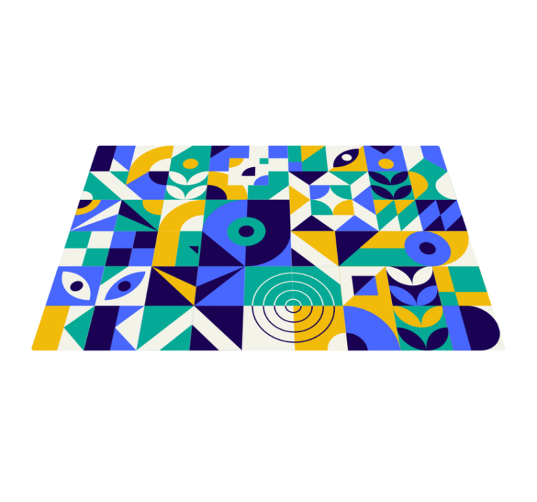 Tapis vinyle géométrique motifs géométriques vifs - TenStickers