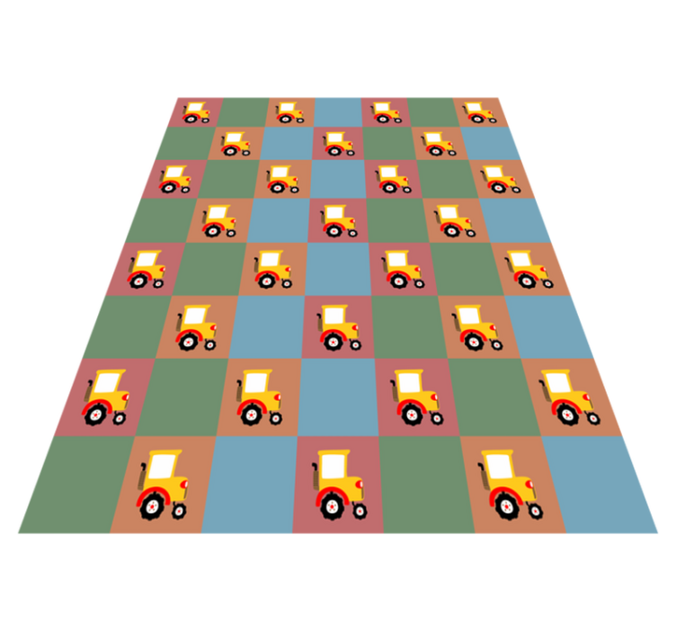 Tapis vinyle pour enfants Tracteur en carré coloré - TenStickers