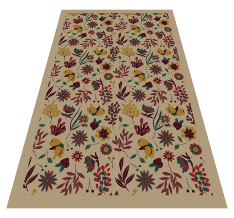 Tapis vinyle retro Fleuri beige - TenStickers