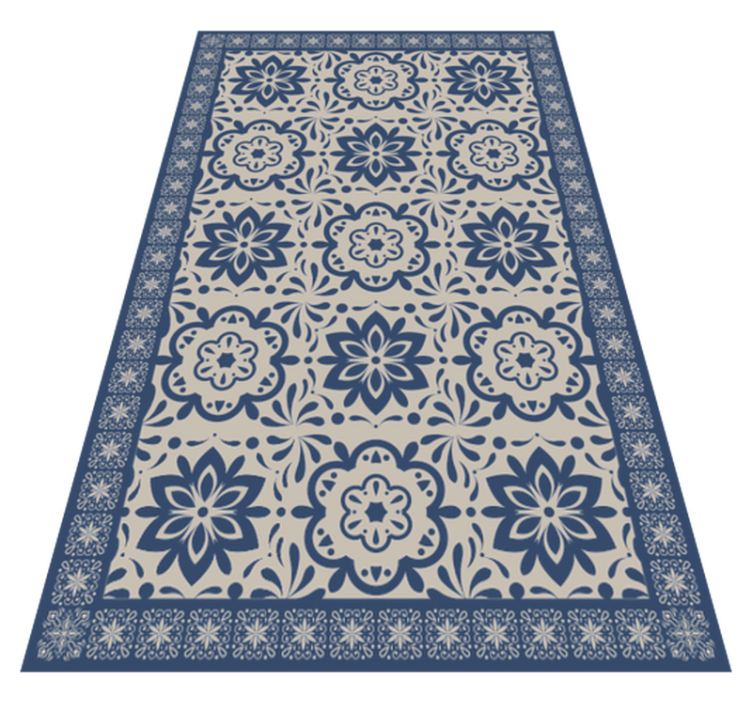 Tapis vinyle carreaux de ciment motif à motif floral - TenStickers