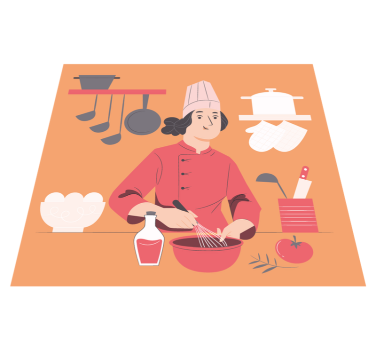 Tapis vinyle cuisine illustration de chef - TenStickers