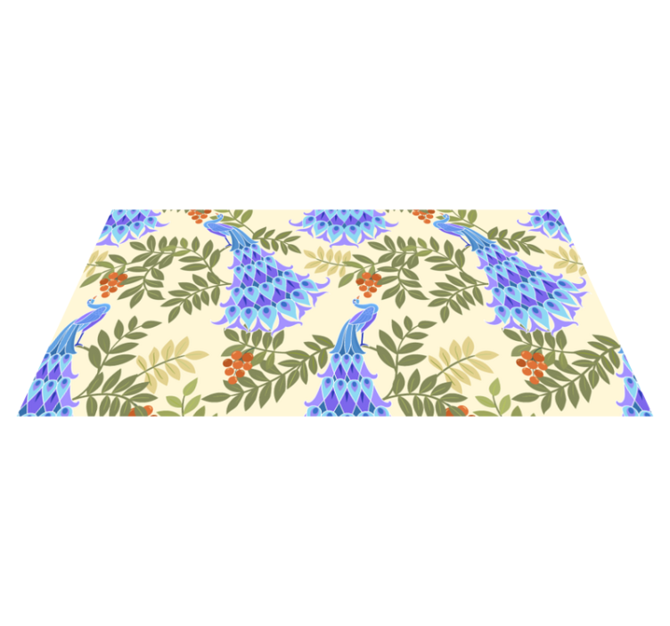 Tapis vinyle plantes thème paon floral - TenStickers