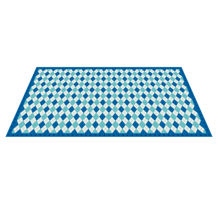 Tapis vinyle carreaux de ciment motif bleu à damiers - TenStickers