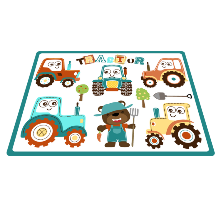 Tapis vinyle pour enfants tracteurs animés - TenStickers
