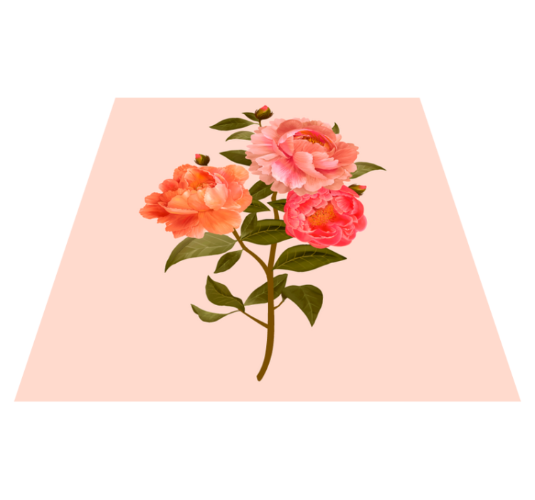 Tapis vinyle plantes composition de pivoines - TenStickers