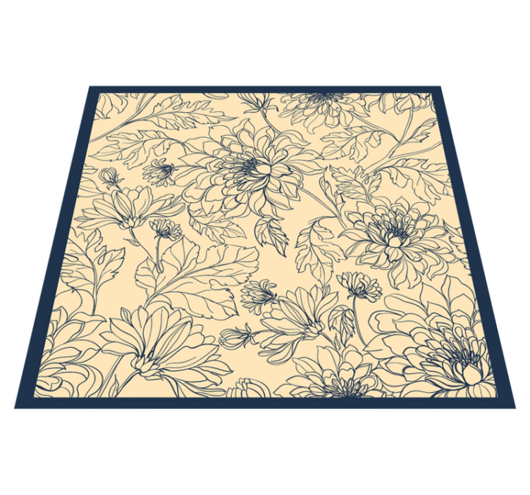 Tapis vinyle salon contour floral élégant - TenStickers