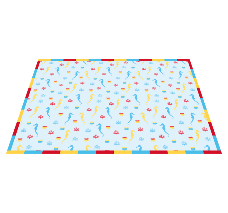 Tapis vinyle salle de bain motif hippocampe bleu - TenStickers