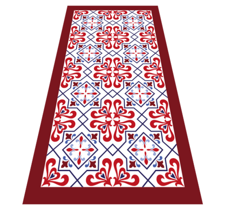 Tapis vinyle carreaux de ciment rouge bleu - TenStickers