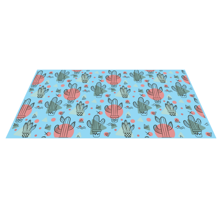 Tapis vinyle cuisine motif cactus bleu - TenStickers