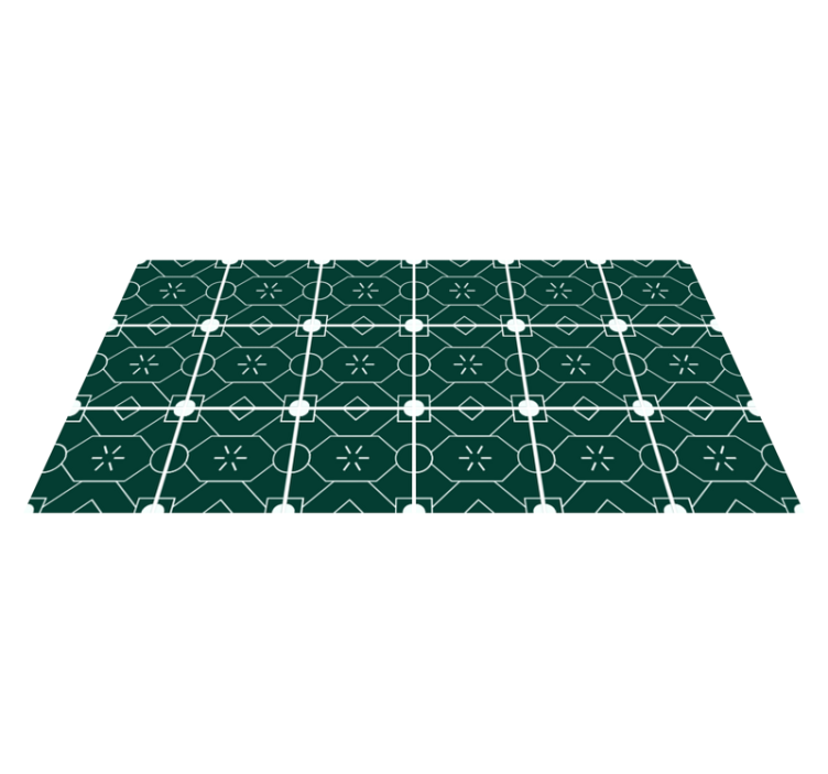 Tapis vinyle carreaux de ciment agencement géométrique vert - TenStickers