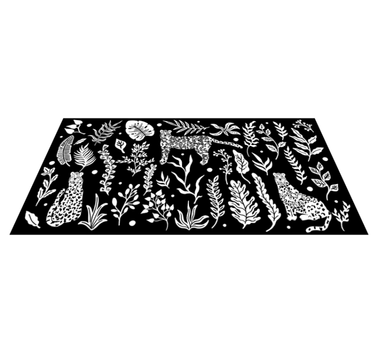 Tapis vinyle nature monstera et léopards - TenStickers