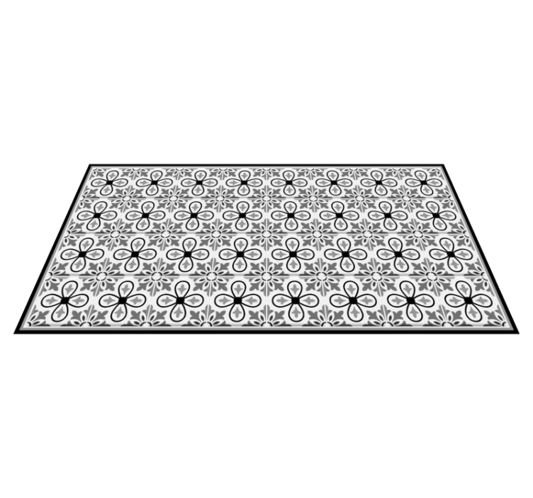 Tapis vinyle carreaux de ciment portugais noir blanc - TenStickers