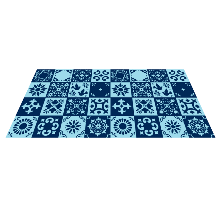 Tapis vinyle carreaux de ciment mosaïque bleue - TenStickers