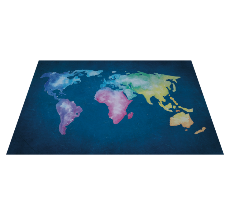 Tapis vinyle carte du monde aquarelle - TenStickers