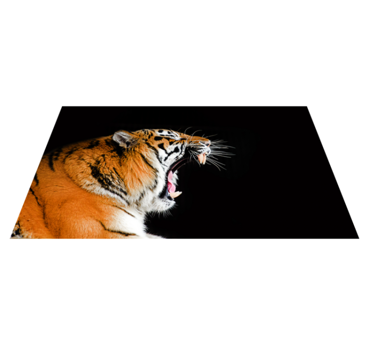 Tapis vinyle animal visage de tigre rugissant - TenStickers