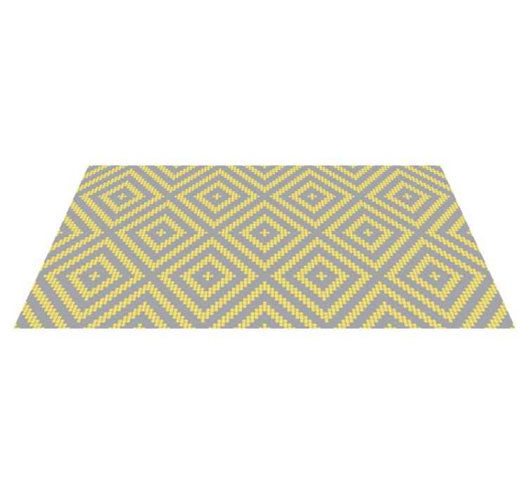Tapis vinyle géométrique motif carré jaune et gris - TenStickers