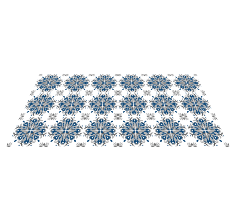 Tapis mosaique vinyle floral bleu Élégant - TenStickers