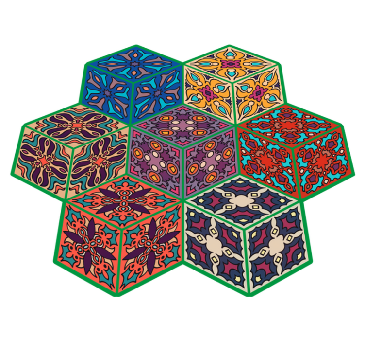 Tapis mosaique vinyle motifs hexagonaux colorés - TenStickers